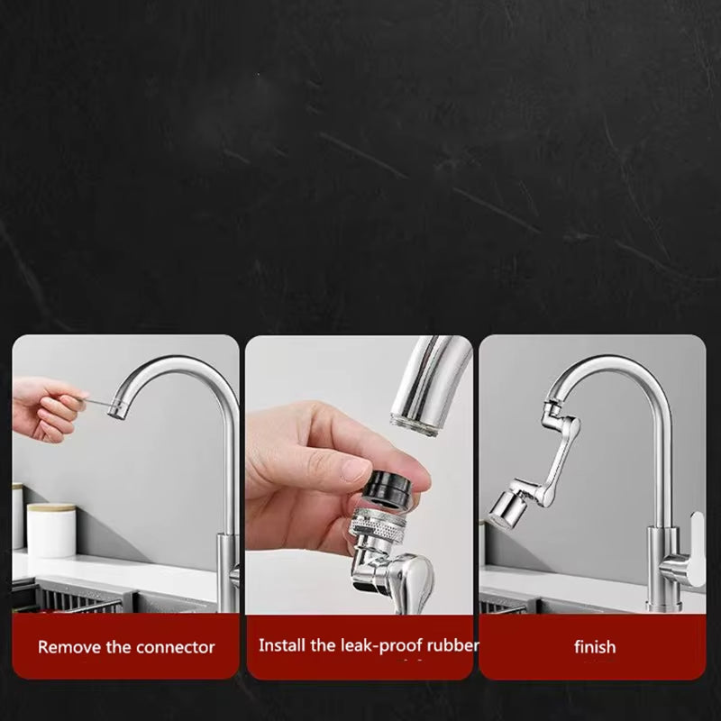 AquaTwist™ 1080° Rotating Faucet Sprayer – Universal Metal Tap Extender with Aerator Nozzle & 22/24mm Adaptor